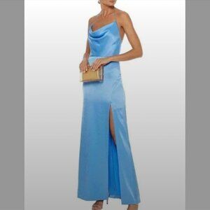 Alice + Olivia Eliza Draped Blue Cowl Maxi Dress